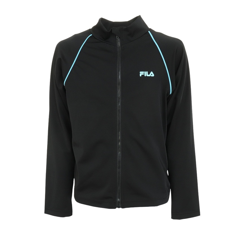 フィラ（FILA）（キッズ）ジュニア スクール水着 ラッシュガード 長袖 パーカー 128202BSA ブラック×サックス