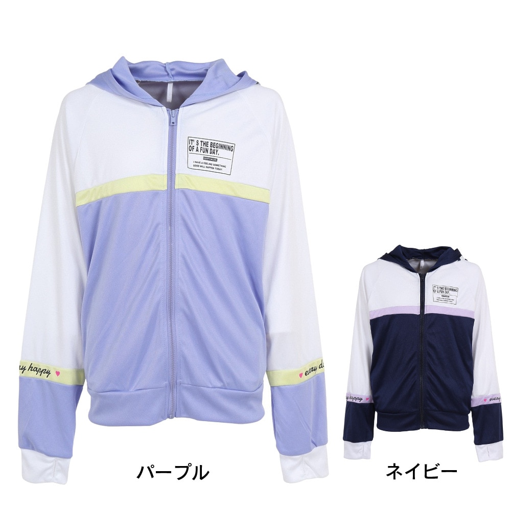 ジェニィ（JENNI）（キッズ）水着 ラッシュガード 長袖 パーカー 子供 女の子 ガールズ UVカット 水陸両用 32250462NV