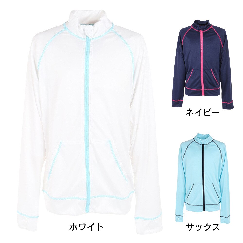 ピコルナ（picoluna）（キッズ）水着 ラッシュガード 長袖 フードなし 子供 ジュニア UVカット 紫外線対策 速乾 3334045WH