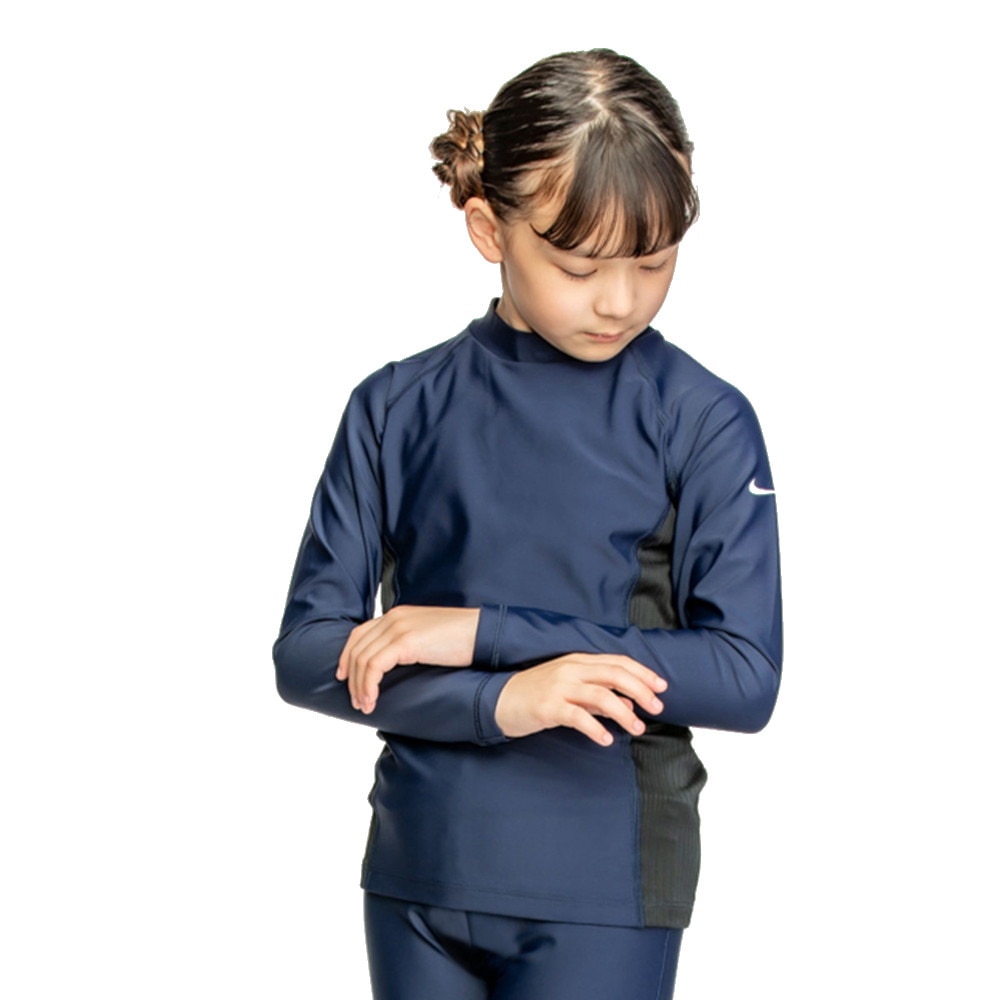 ナイキ（NIKE）（キッズ）ジュニア ラッシュガード ガールズ 女の子 長袖 ハイドロガード 120～170cm 1991084-008