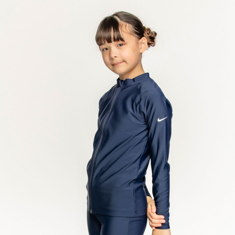 ナイキ（NIKE）（キッズ）ジュニア ラッシュガード ガールズ 長袖ジップ ハイドロガード 1991085-008