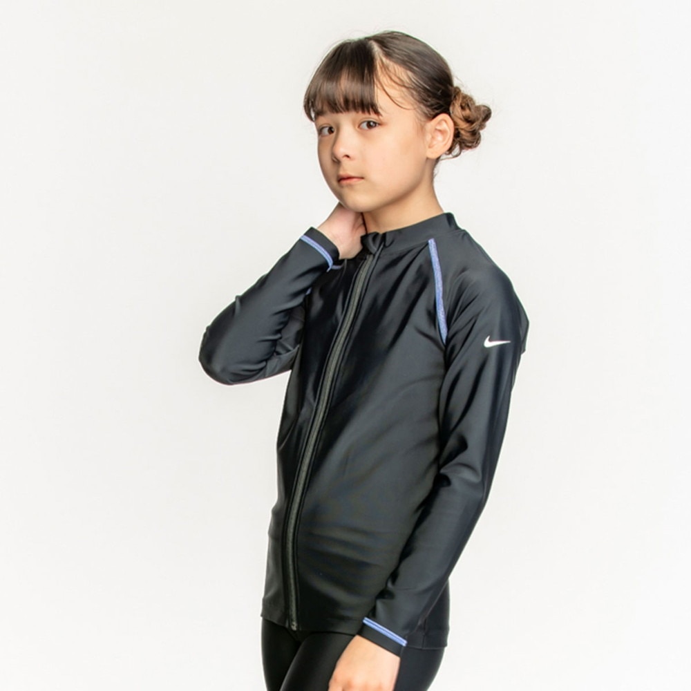ナイキ（NIKE）（キッズ）ジュニア ラッシュガード ガールズ 女の子 長袖ジップ ハイドロガード 120~170cm 1991085-012