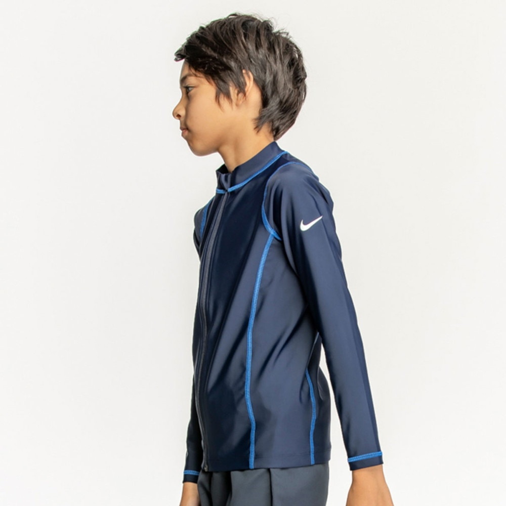 ナイキ（NIKE）（キッズ）ジュニア ラッシュガード ボーイズ 男の子 長袖ジップ ハイドロガード 120~170cm 1991092-010