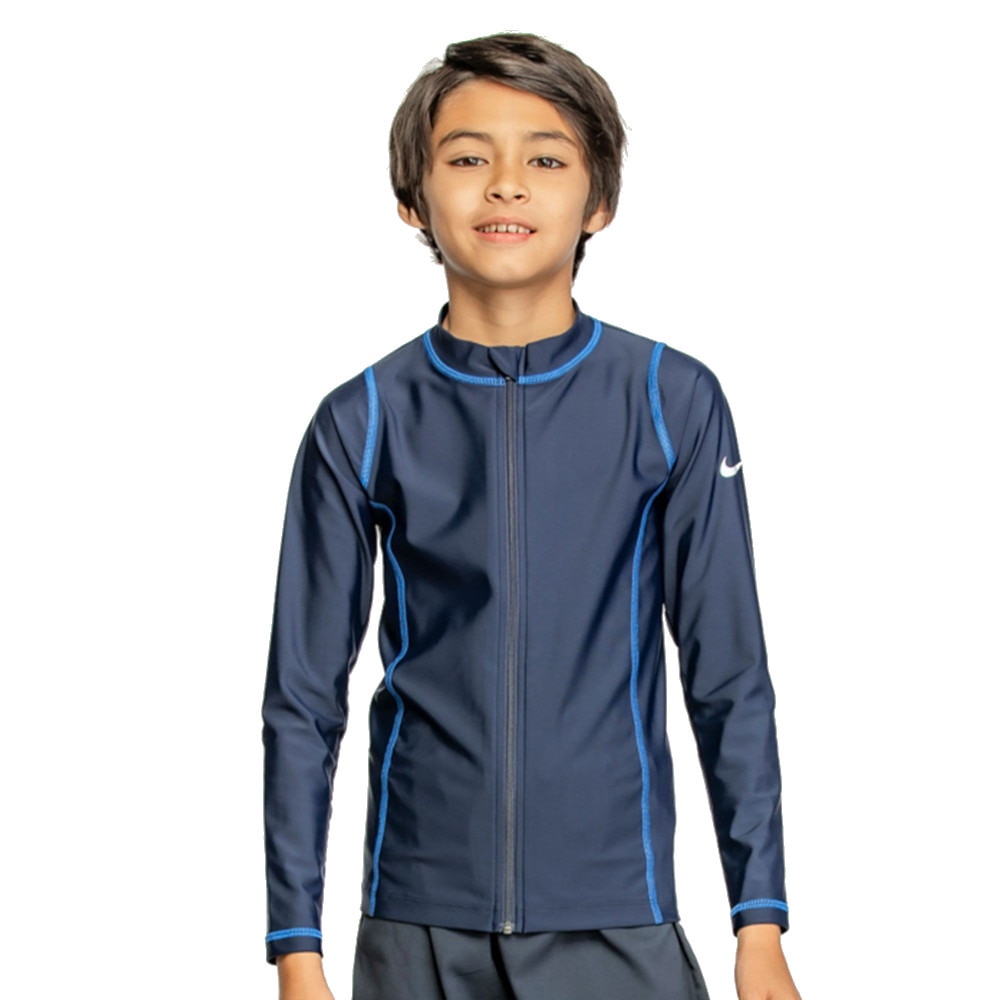ナイキ（NIKE）（キッズ）ジュニア ラッシュガード ボーイズ 男の子 長袖ジップ ハイドロガード 120~170cm 1991092-010