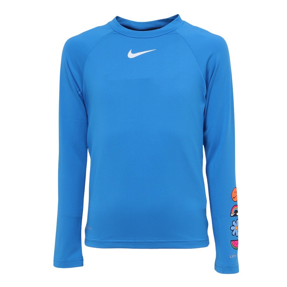 ナイキ（NIKE）（キッズ）ジュニア ラッシュガード スウッシュ長袖ハイドロガード 130～160cm UVカット NESSE739-N458