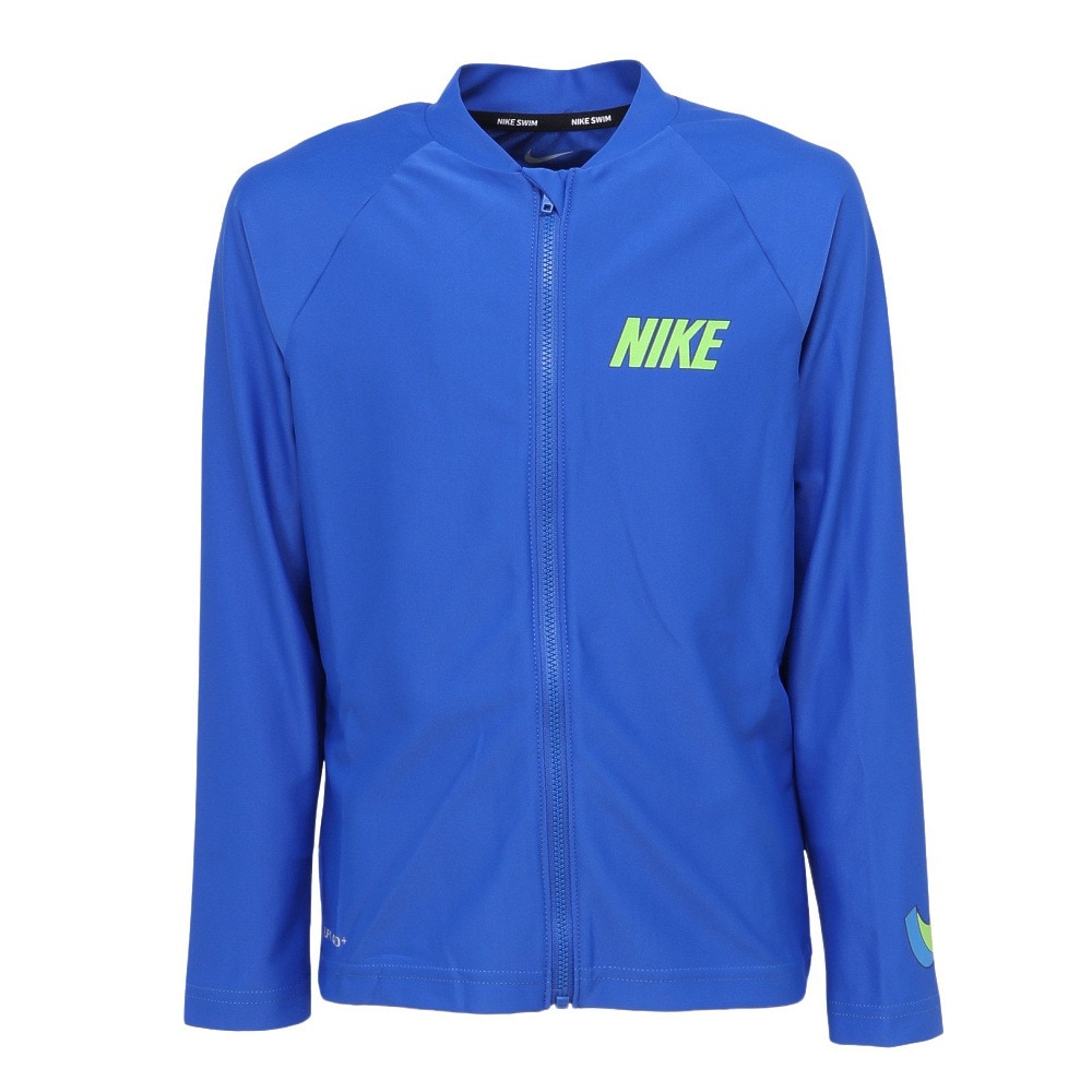 ナイキ（NIKE）（キッズ）ジュニア ラッシュガード 長袖 UVカット 速乾 3Dスウッシュ長袖ジップハイドロガード 130～160cm NESSE829-N494