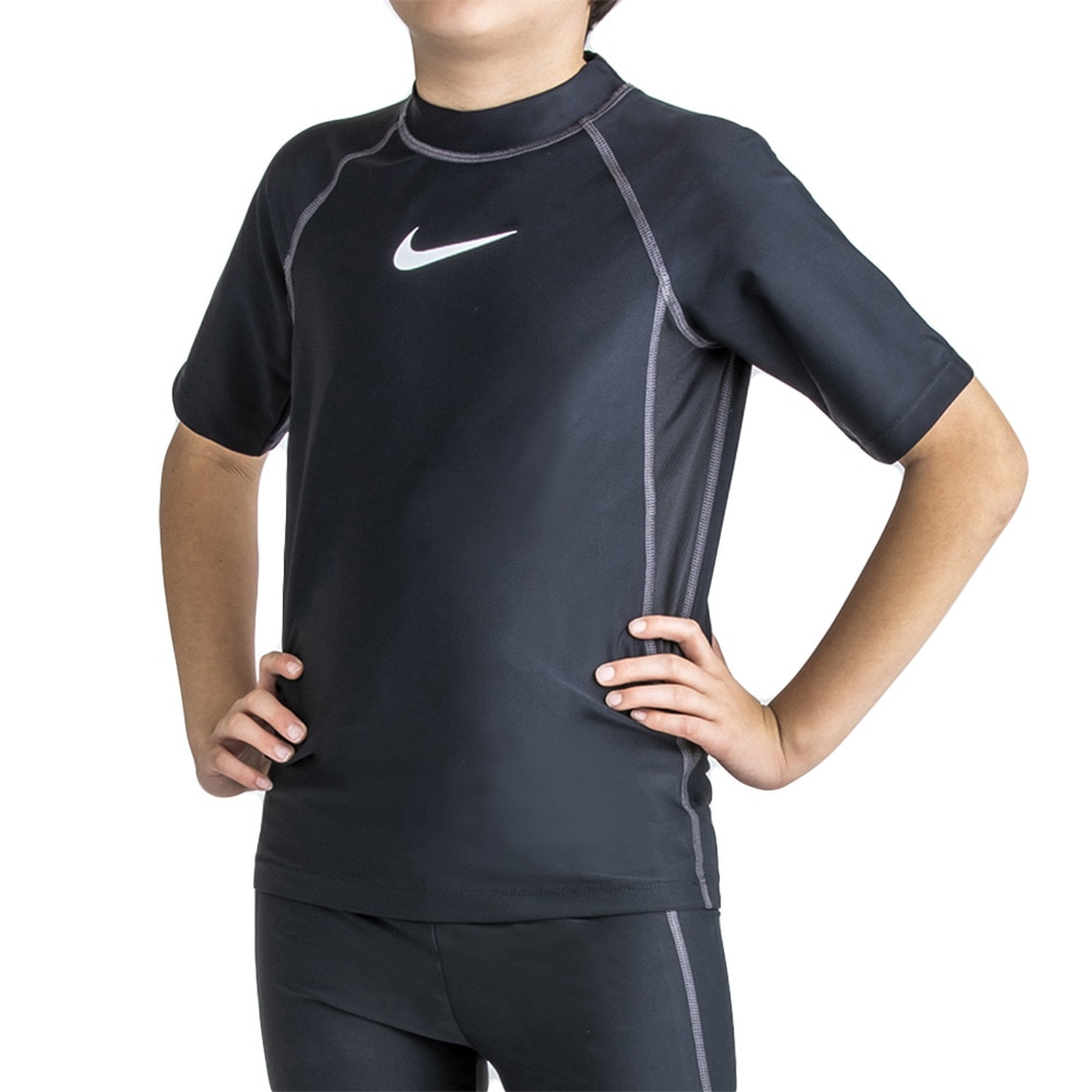 ナイキ（NIKE）（キッズ）スクール水着 水着 ラッシュガード 半袖 子供 男の子 ボーイズ UVカット UPF50+ 紫外線対策 1981915-18 120 130