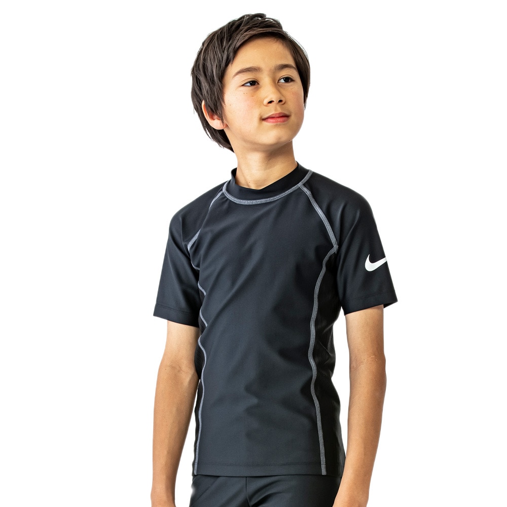 ナイキ（NIKE）（キッズ）スクール水着 ラッシュガード 半袖 子供 男の子 ボーイズ UVカット UPF50+ 紫外線対策 速乾 NIKE23SP 1991070-18