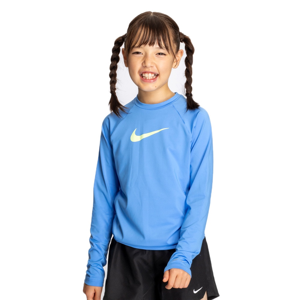 ナイキ（NIKE）（キッズ）ラッシュガード ガールズ ソリッド 長袖 ハイドロガード NESSD743-N438