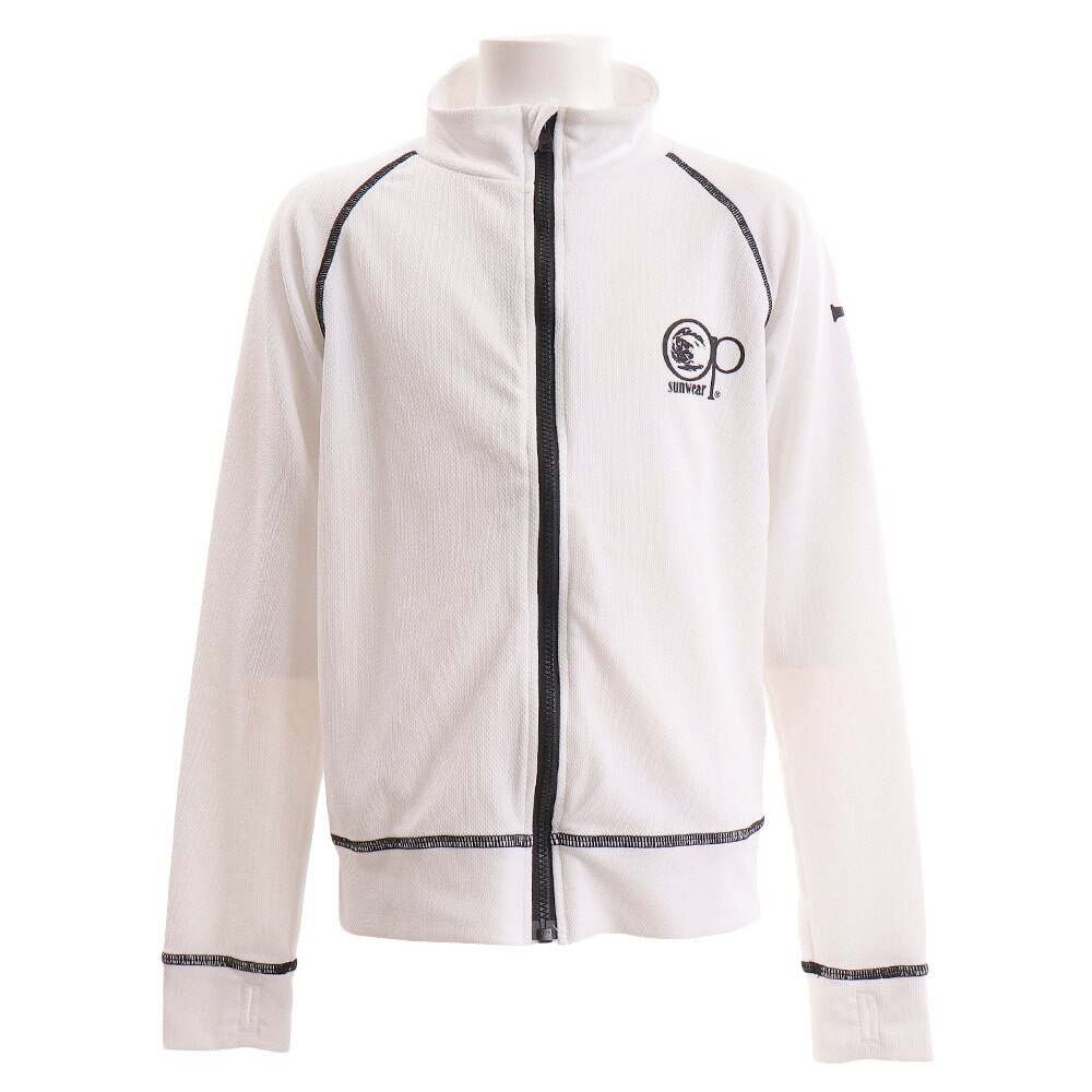  ジュニア ロゴ入りジップラッシュガード 568433WHT