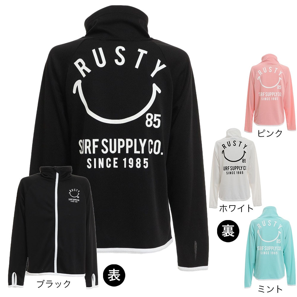 ラスティ（RUSTY）（キッズ）ジュニア ラッシュガード 長袖 接触冷感 パーカー 962465BLK ブラック