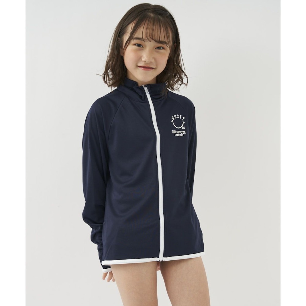 ラスティ（RUSTY）（キッズ）ジュニア 水着 ラッシュガード 長袖 パーカー 962465NVY ネイビー