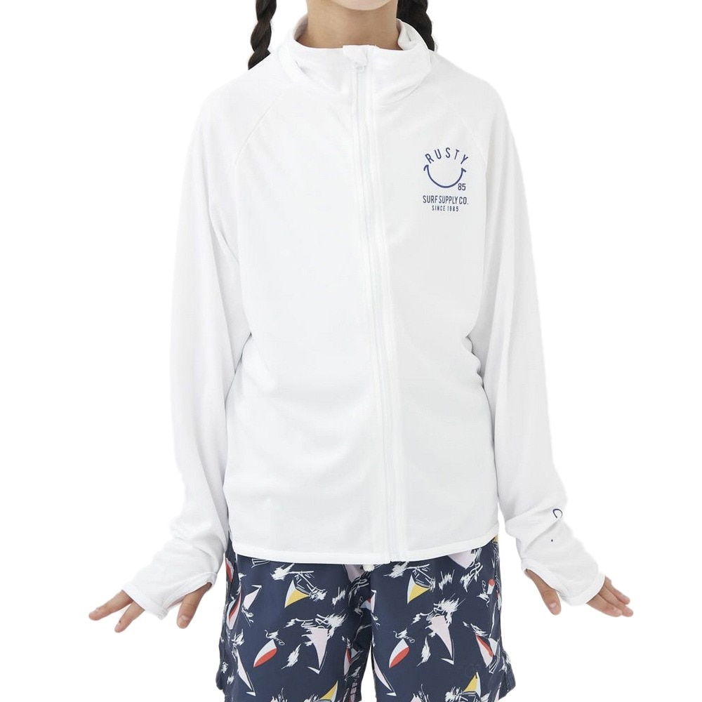 ラスティ（RUSTY）（キッズ）キッズ 子供用 SMILE 長袖ジップ ラッシュガード 963463WHT