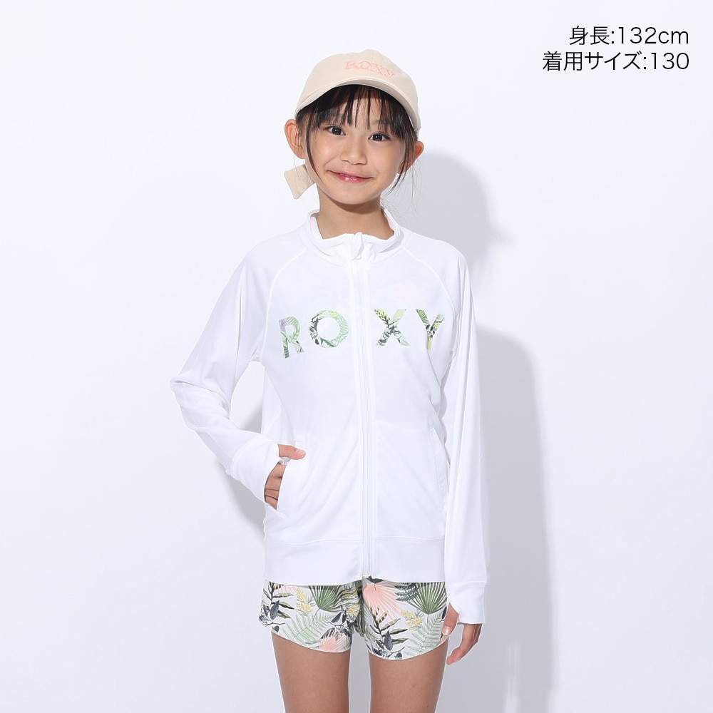 ロキシー（ROXY）（キッズ）長袖 キッズ MINI SIMPLY BOTANICAL LOGO STAND ラッシュガード 24SPTLY241108WHT