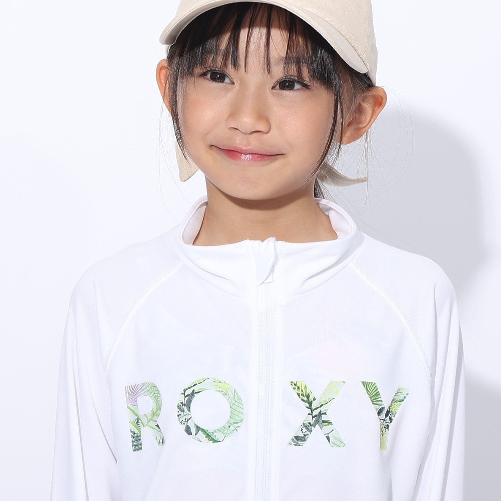 ロキシー（ROXY）（キッズ）長袖 キッズ MINI SIMPLY BOTANICAL LOGO STAND ラッシュガード 24SPTLY241108WHT