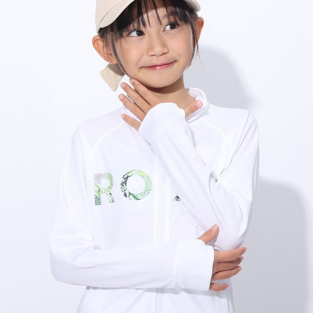 ロキシー（ROXY）（キッズ）長袖 キッズ MINI SIMPLY BOTANICAL LOGO STAND ラッシュガード 24SPTLY241108WHT