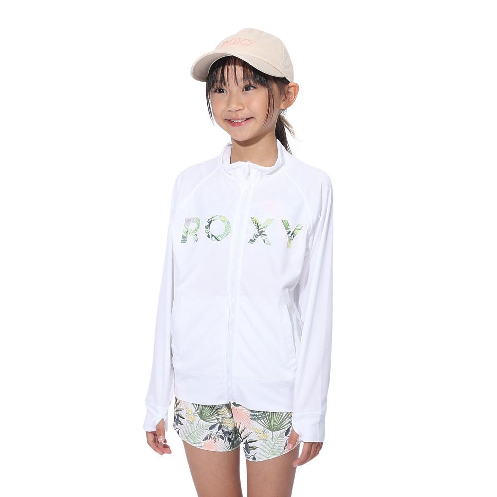 ロキシー（ROXY）（キッズ）長袖 キッズ MINI SIMPLY BOTANICAL LOGO STAND ラッシュガード 24SPTLY241108WHT