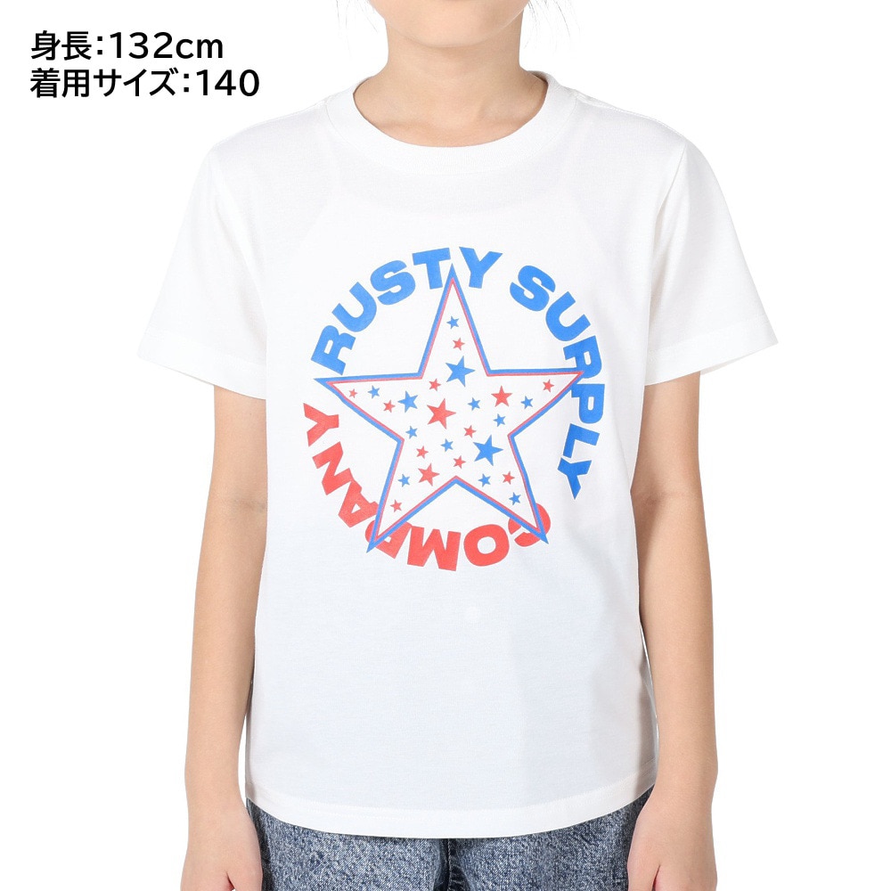 ラスティ（RUSTY）（キッズ）ラッシュガード 半袖 Tシャツ 子供 ジュニア UVカット UPF50+ 水陸両用 969460WHT 130 140 150
