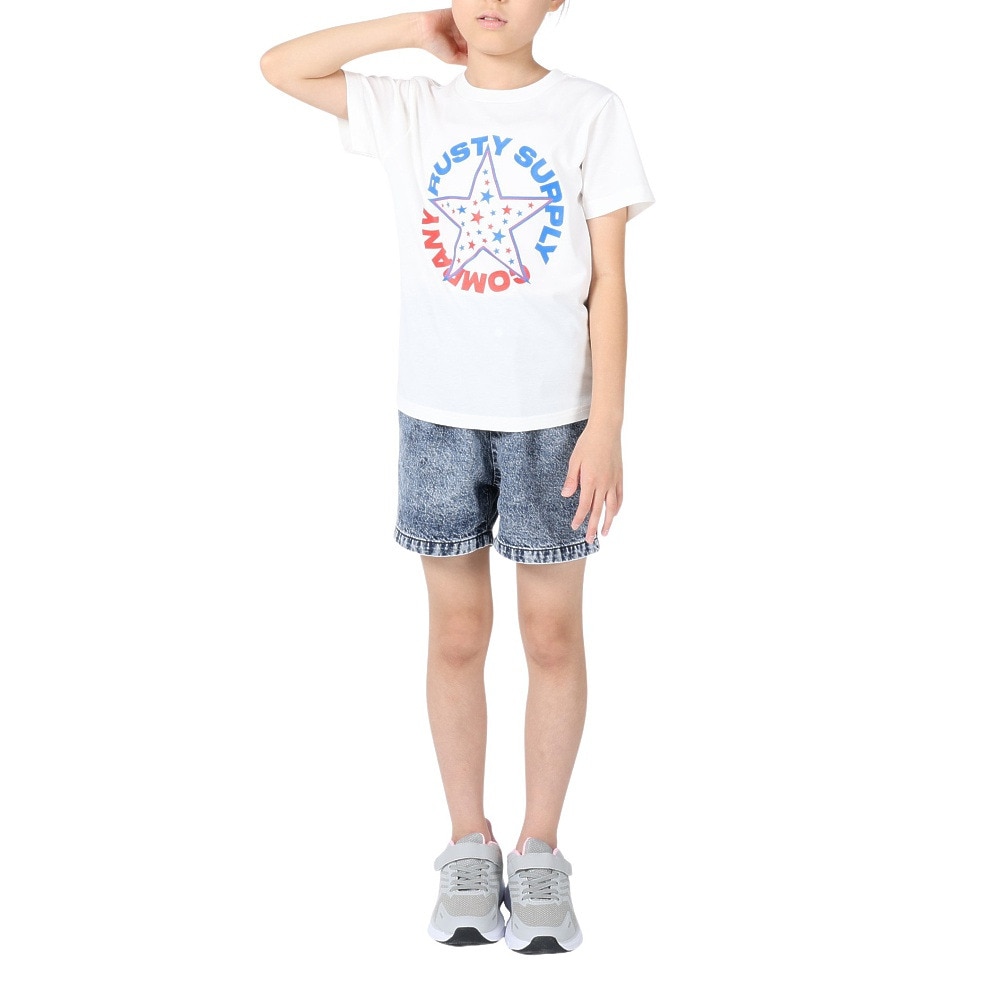 ラスティ（RUSTY）（キッズ）ラッシュガード 半袖 Tシャツ 子供 ジュニア UVカット UPF50+ 水陸両用 969460WHT 130 140 150