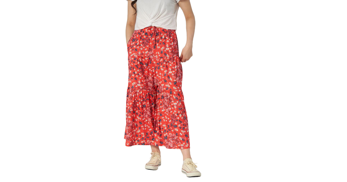 花柄 Uvガウチョパンツ 5480red オーシャンパシフィック ヴィクトリア