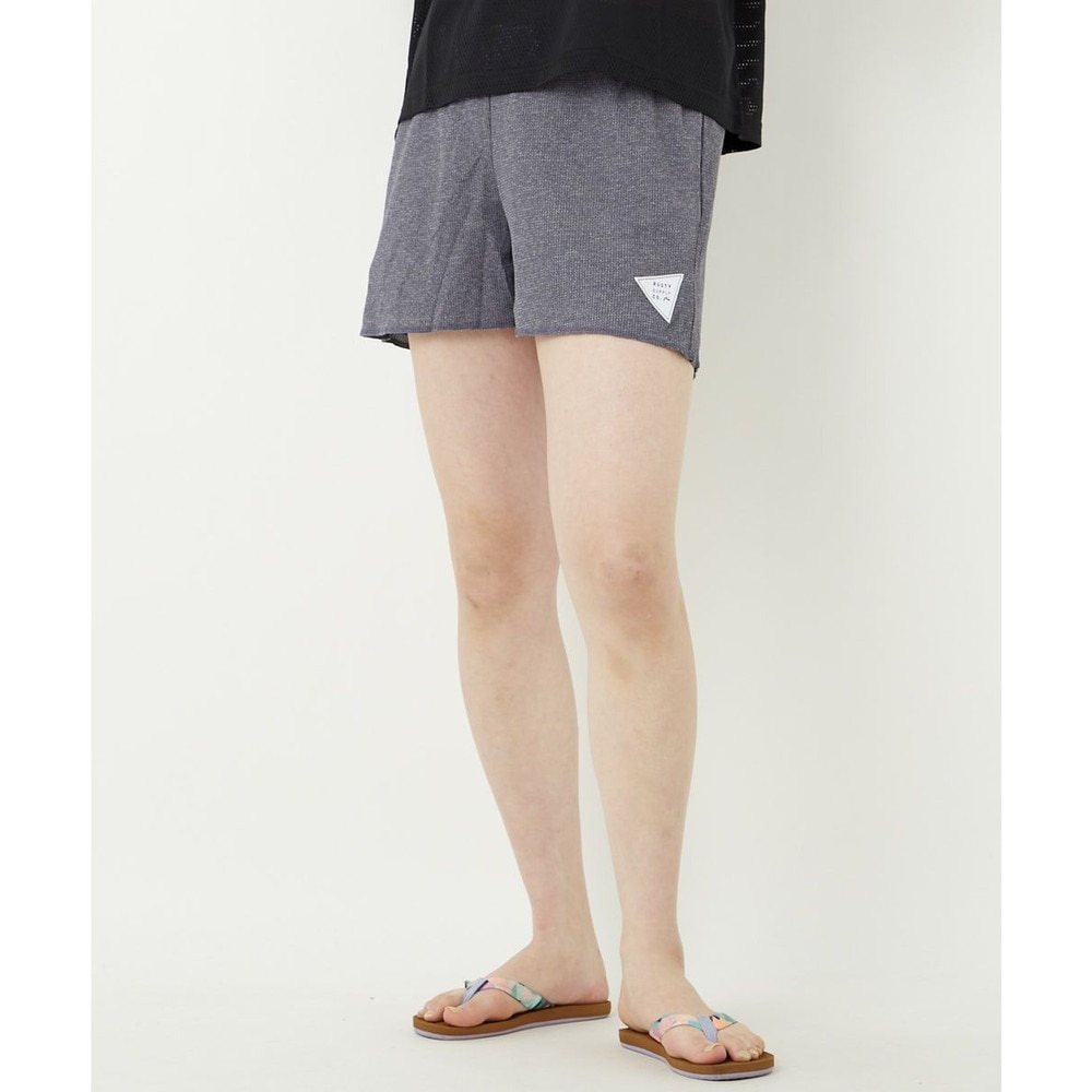 ラスティ（RUSTY）（レディース）ラッシュガード 水着 ショートパンツ UVカット 水陸両用 ワンポイント ネイビー 920471-NVY