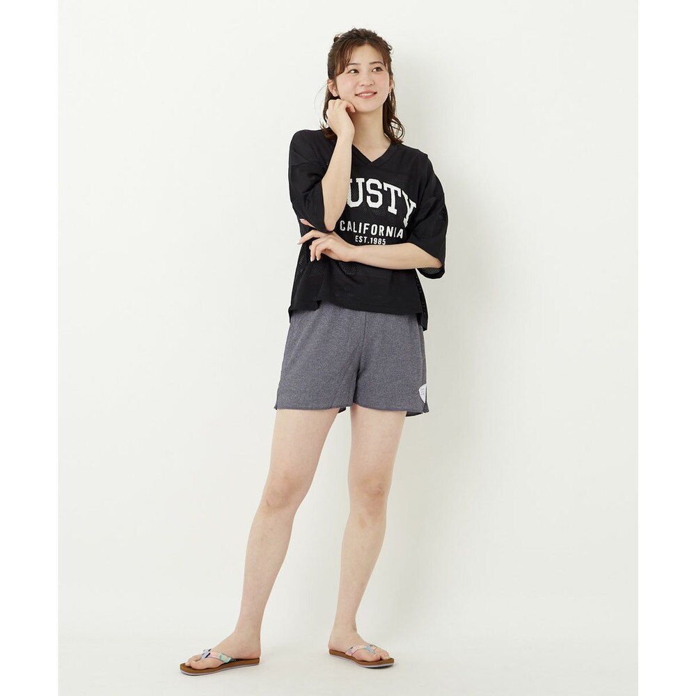 ラスティ（RUSTY）（レディース）ラッシュガード 水着 ショートパンツ UVカット 水陸両用 ワンポイント ネイビー 920471-NVY