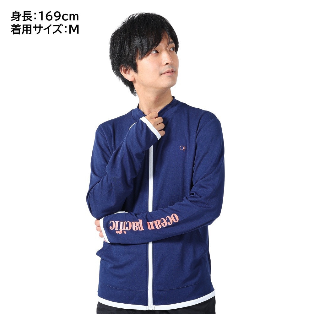 オーシャンパシフィック（Ocean Pacific）（レディース）ラッシュガード 長袖 ジップアップ ジャージ UVカット 紫外線対策 接触冷感 513460NVY ネイビー