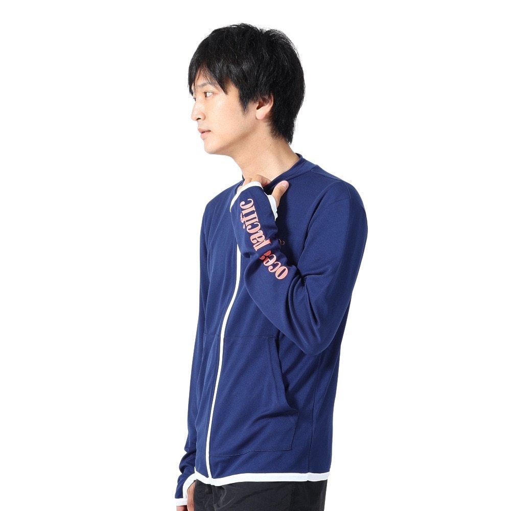 オーシャンパシフィック（Ocean Pacific）（レディース）ラッシュガード 長袖 ジップアップ ジャージ UVカット 紫外線対策 接触冷感 513460NVY ネイビー
