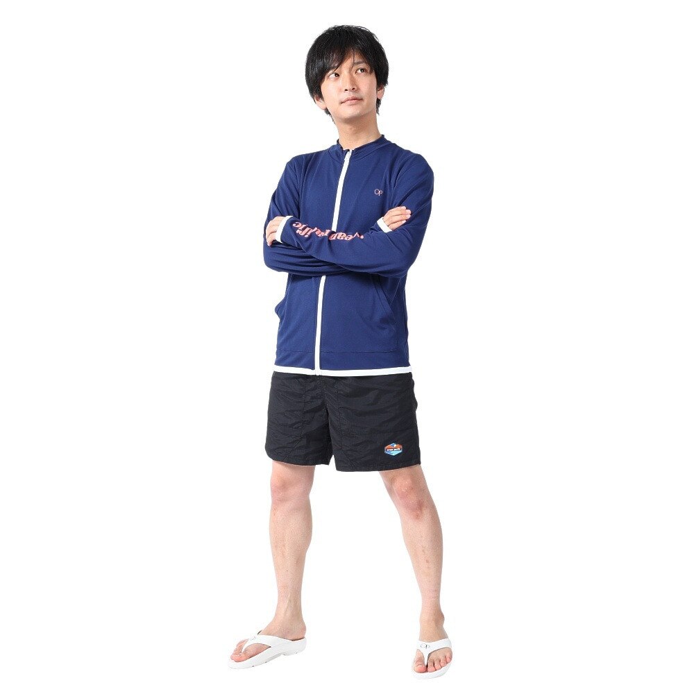 オーシャンパシフィック（Ocean Pacific）（レディース）ラッシュガード 長袖 ジップアップ ジャージ UVカット 紫外線対策 接触冷感 513460NVY ネイビー