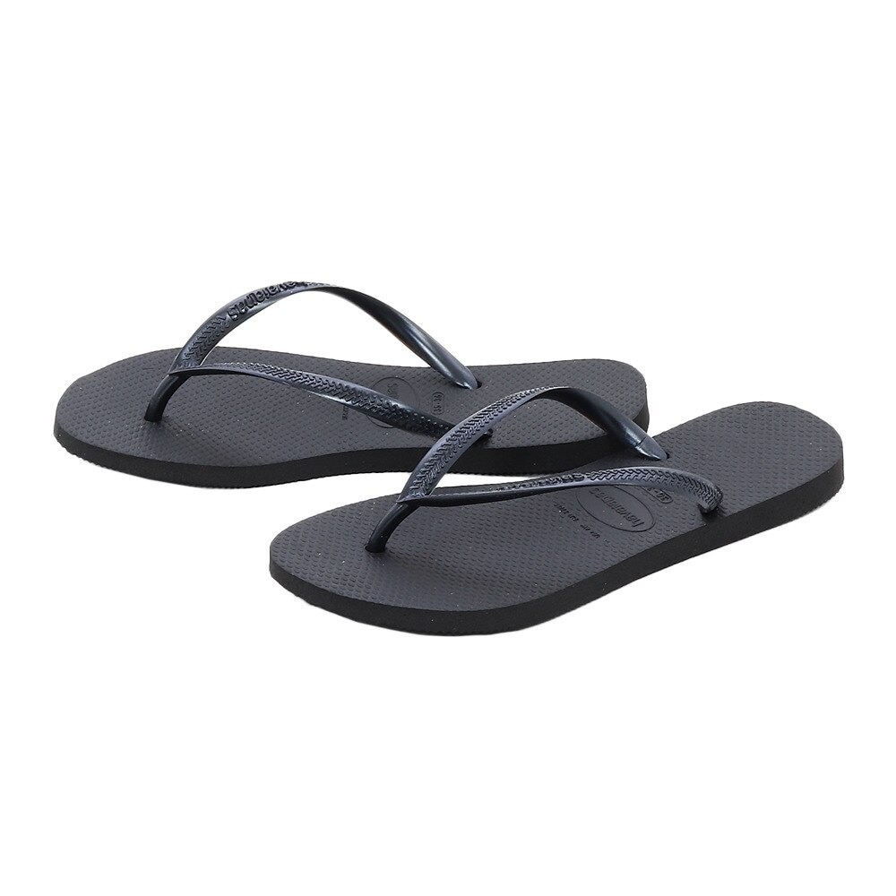 ハワイアナス（HAVAIANAS）（レディース）スリム ブラックビーチサンダル