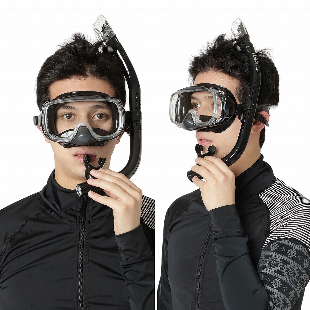 リーフツアラー（REEFTOURER）（メンズ、レディース）TUSAsport シュノーケリング2点セット広視界3眼タイプ 大人用 25UC0109 BKBK