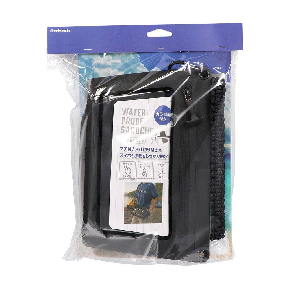 オウルテック（Owltech）（メンズ、レディース）IPX5準拠 マチ付き防水サコッシュ OWL-WPBAG12-BK
