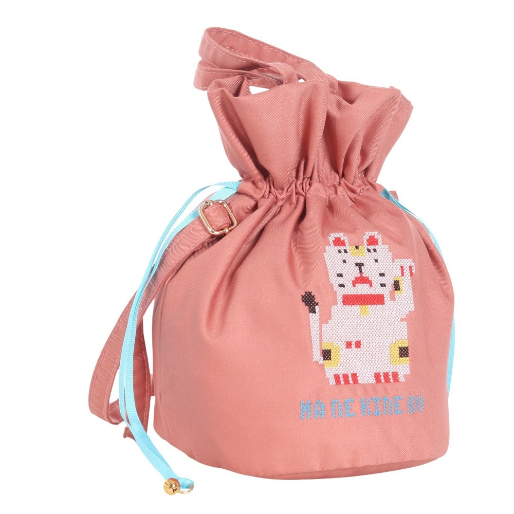 アミナ（amina）（メンズ、レディース、キッズ）交差縫い巾着 ショルダー バッグ 7CRP4202 PK NEKO