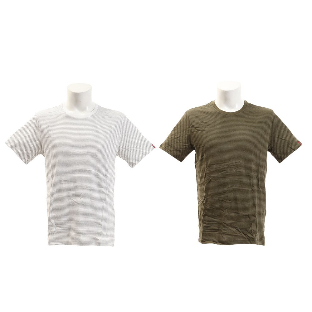  【多少の傷汚れありの為大奉仕】スリム2パック クルーネックTシャツ 82176-0031 オリーブ/ブラック オンライン価格