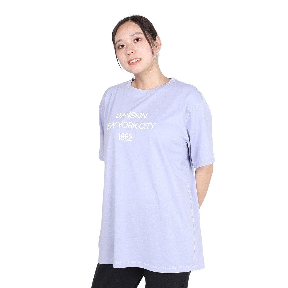 ダンスキン プリント ロングレングス 半袖 ビッグTシャツ DC724306 SV L 55 ヨガ・フィットネス・トレーニング
