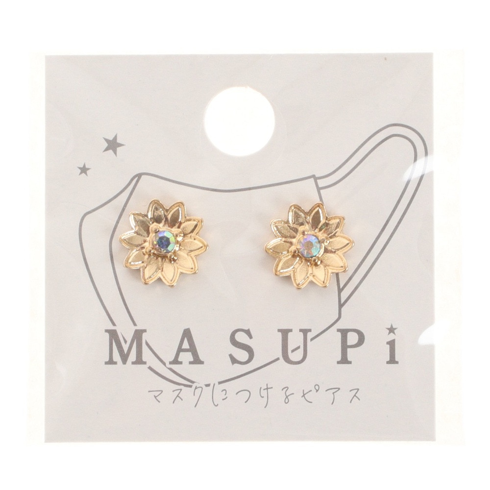  マスクにつけるピアス ボタンタイプ フラワー ゴールド QL 56359