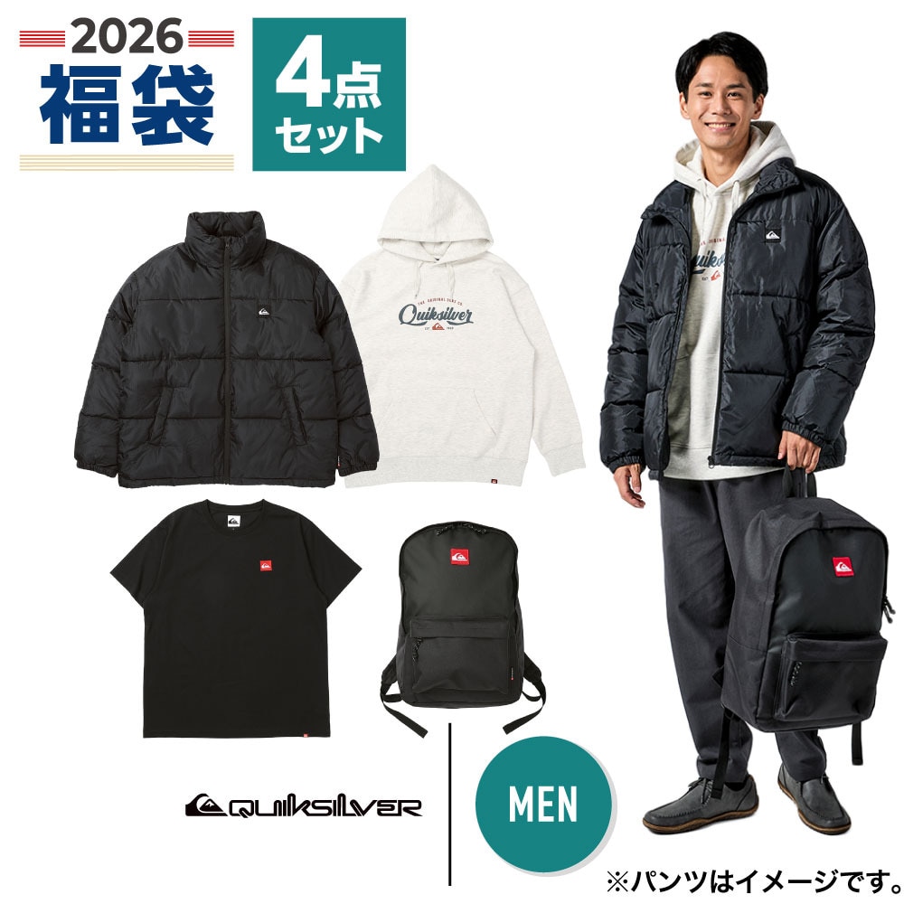 クイックシルバー（Quiksilver）（メンズ）2026年新春福袋 スポーツ メンズ 4点セット 中綿ジャケット スウェットパーカー 半袖Tシャツ デイバッグ