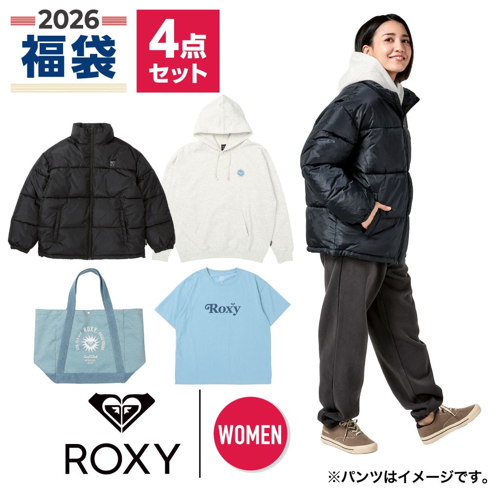 ロキシー（ROXY）（レディース）2026年新春福袋 スポーツ レディス 4点セット 中綿ジャケット スウェットパーカー 半袖Tシャツ トートバッグ