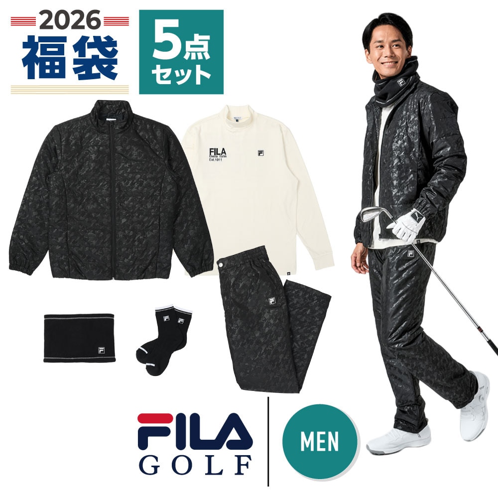 フィラ（FILA）（メンズ）2026年新春福袋 ゴルフ メンズ 5点セット ブラック ブルゾン パンツ 長袖シャツ ソックス ネックウォーマー