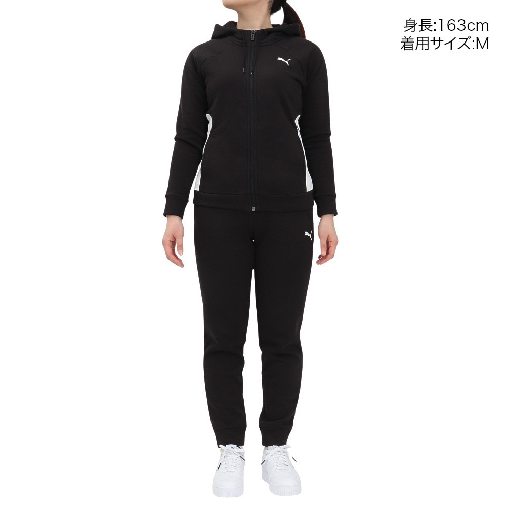 プーマ（PUMA）（レディース）ウォームアップ クラシック フーデット トラックス 上下セット 684127 01 BLK