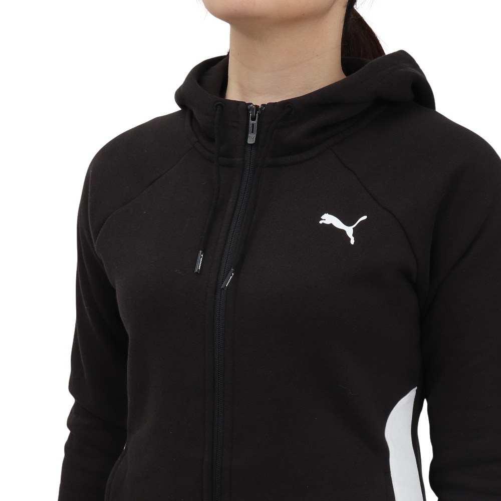 プーマ（PUMA）（レディース）ウォームアップ クラシック フーデット トラックス 上下セット 684127 01 BLK