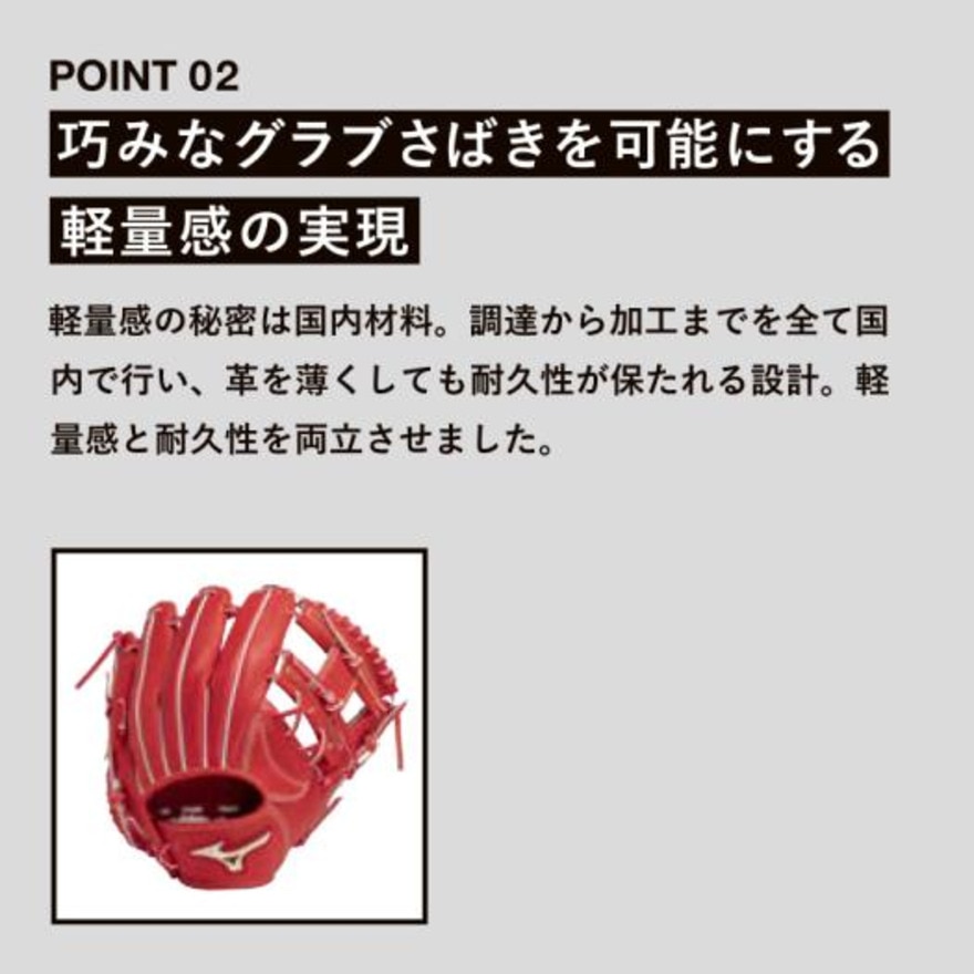 ミズノ（MIZUNO）（メンズ、レディース）硬式用グラブ 内野手用 野球グローブ 一般 グローバルエリート ジャパン サイズ9 1AJGH32313 8049