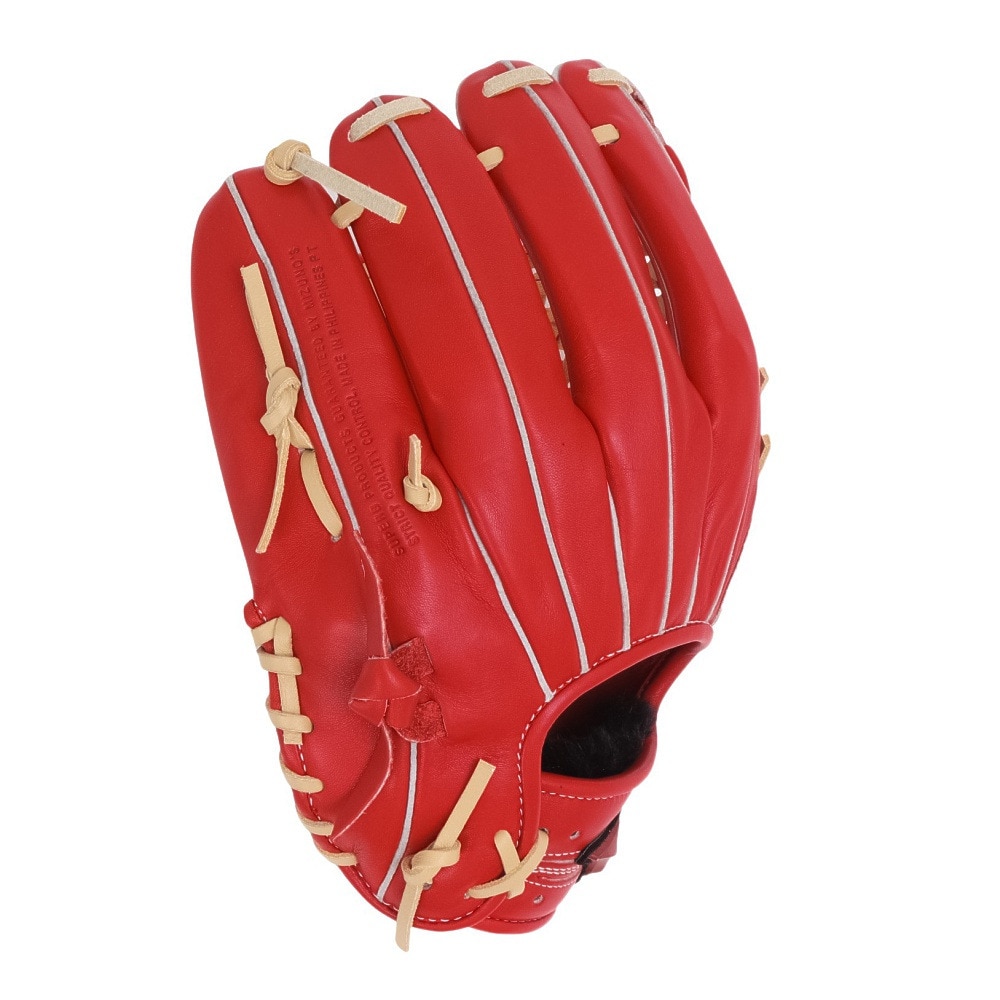 Mizuno 野球グローブ 赤 レザー外野用 ミズノ（MIZUNO）（メンズ、レディース）軟式用グラブ オールラウンド