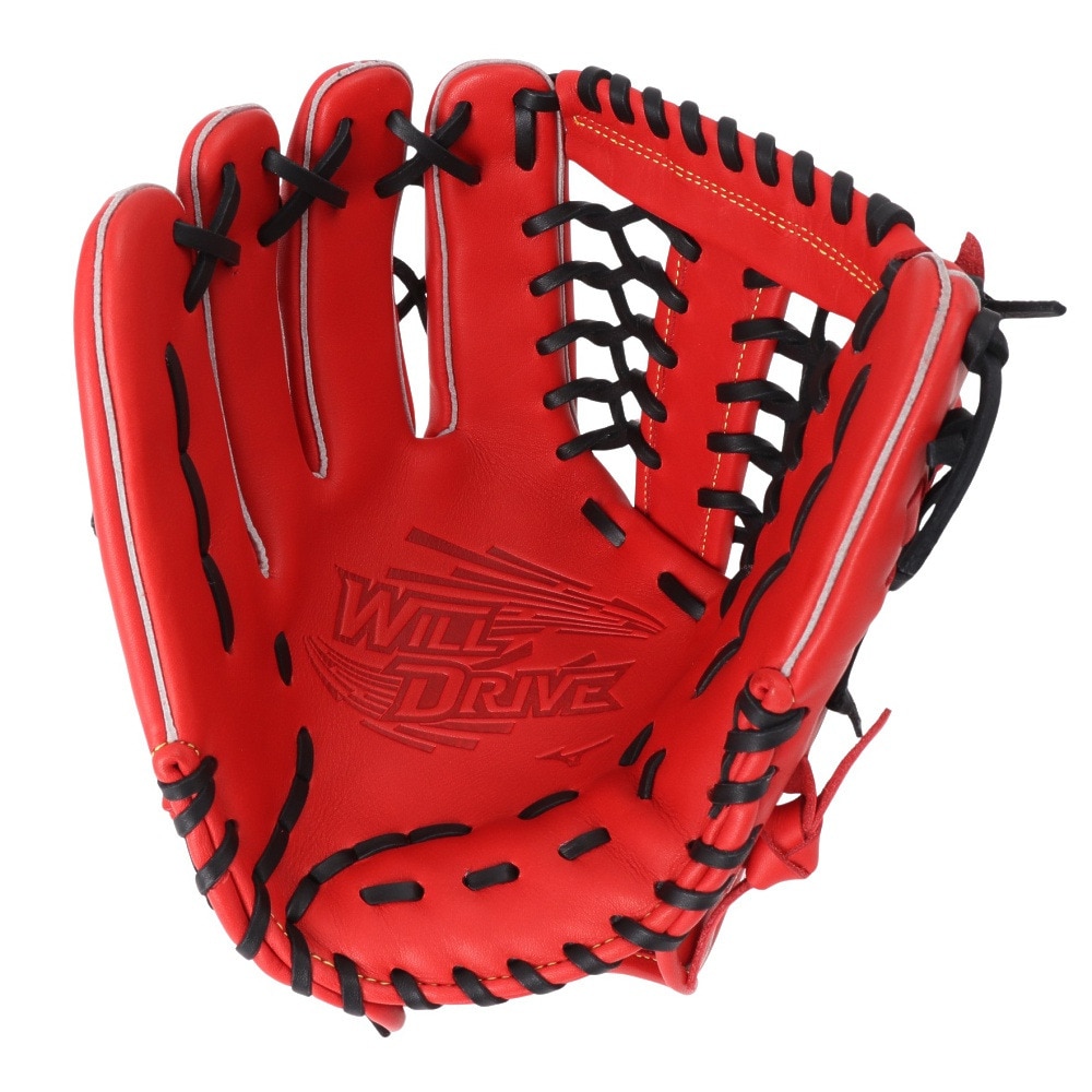 ミズノ（MIZUNO）（メンズ）軟式用グラブ 外野手用 野球グローブ 一般 ウィルドライブ レッド IBE 左投用 1AJGR32807 7009H