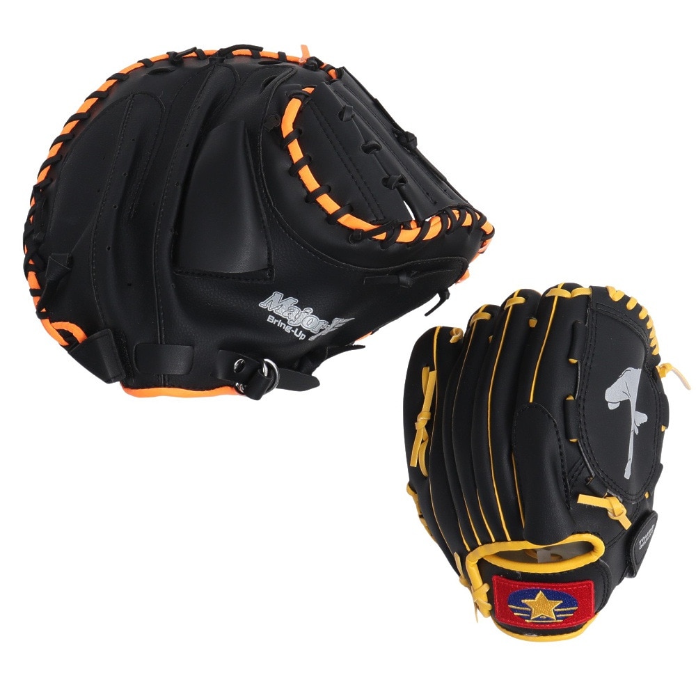 ユニックス（UNIX）（キッズ）親子バッテリーセット 野球 キャッチャーミット ピッチャーグラブ 2個セット ブラック BG80-82
