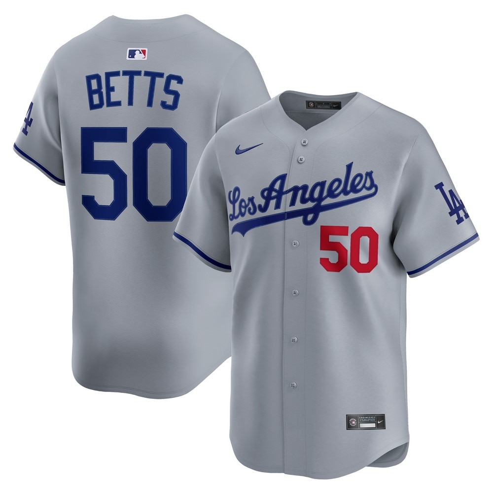 エムエルビー（MLB）（メンズ）ドジャース ムーキー・ベッツ リミテッドユニフォーム ロード グレー LM25-LDRD-LD9-HU2
