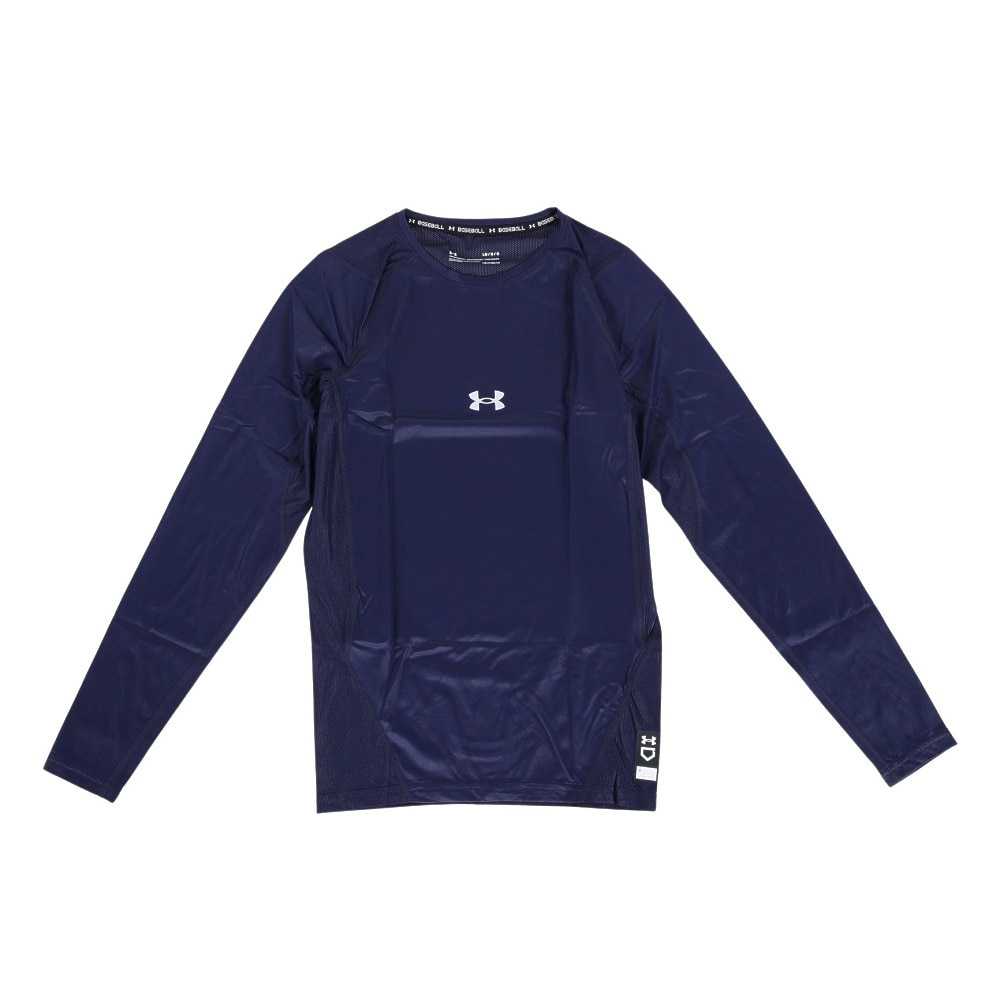 アンダーアーマー（UNDER ARMOUR）（メンズ）野球 アンダーシャツ 長袖 夏用 アイソチル コンプレッション ロングスリーブ クルー ネイビー UPF50 紫外線カット 1364468 冷感 速乾