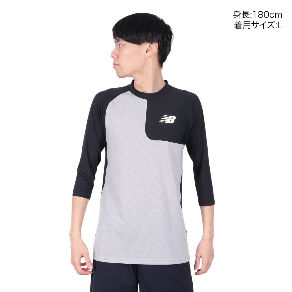 ニューバランス（new balance）（メンズ）野球 アンダーシャツ ベースボールアシンメトリー 長袖シャツ 左投げ用 MT41714LBK
