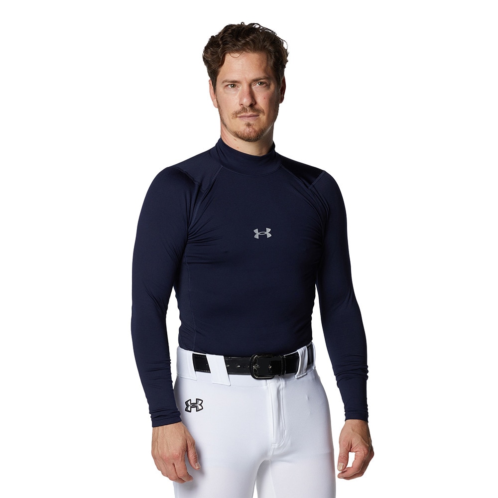 アンダーアーマー（UNDER ARMOUR）（メンズ）野球 アンダーシャツ コールドギアアーマー コンプレッション 長袖モックネックTシャツ 1375374 410