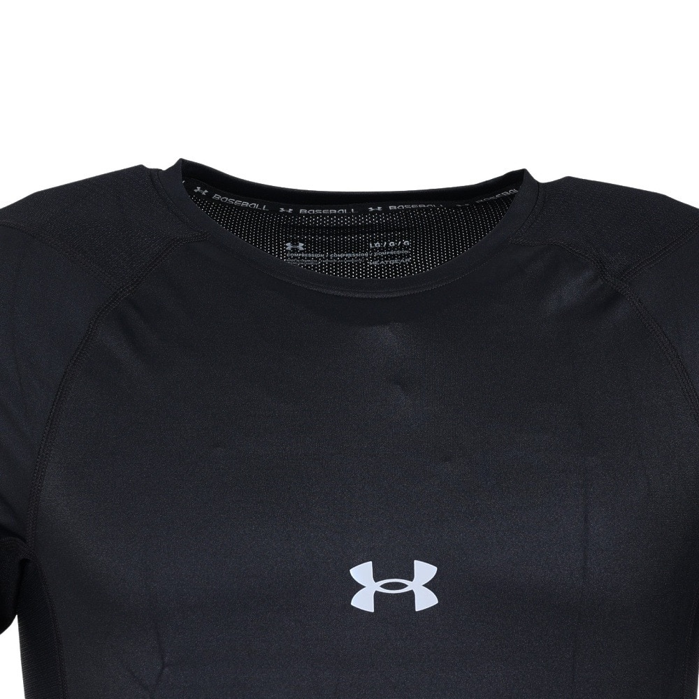 アンダーアーマー（UNDER ARMOUR）（メンズ）野球 アンダーシャツ 半袖 夏用 アイソチル コンプレッション ショートスリーブ クルー ブラック UPF50 紫外線カット 1364732 BLK 冷感 速乾